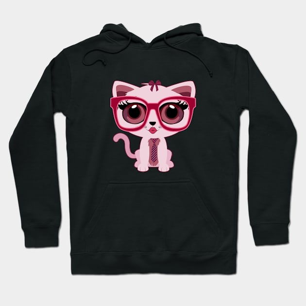 Kitten Nerd Hoodie by adamzworld